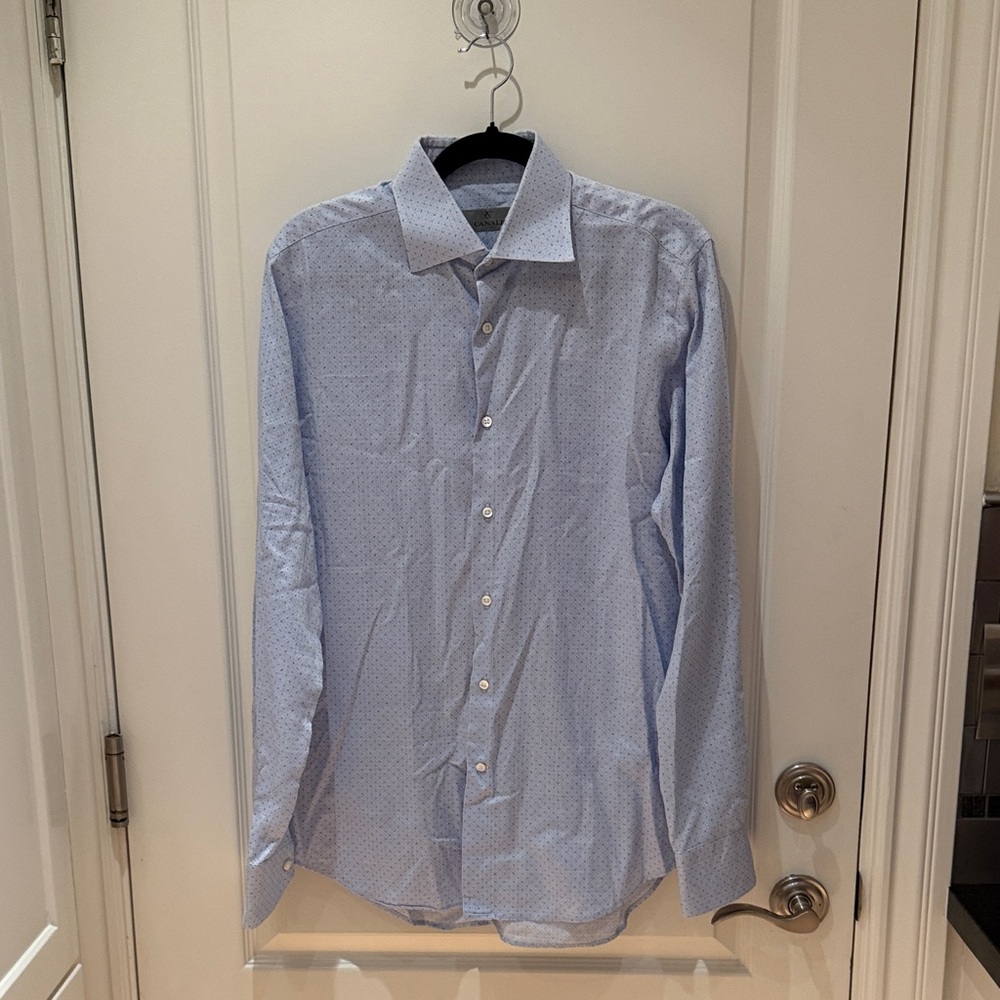 Canali Sky Blue Patterned Dress Shirt